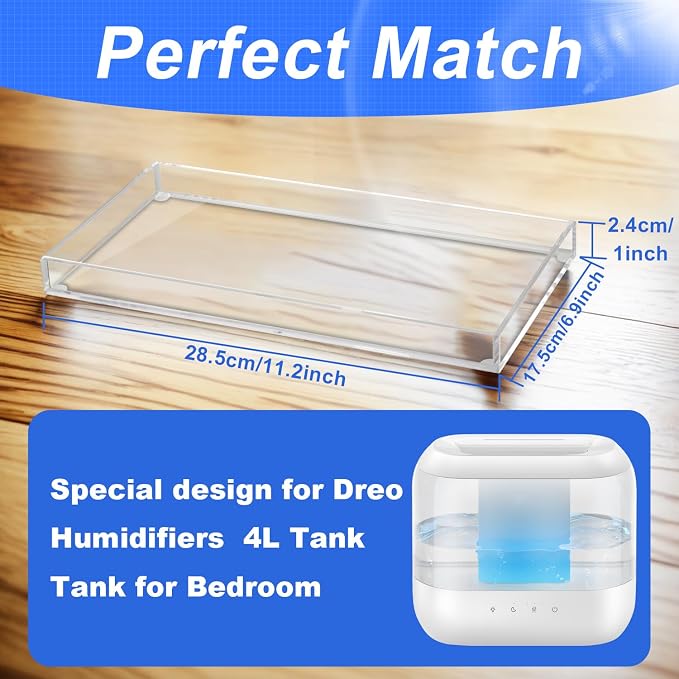 Acrylic Humidifiers Tray for Dreo Humidifier HM311 4L Tank, Leak-Proof Tray for Smart Humidifiers HM311S 4L, Moisture-Proof Humidifier Trays Floor(Not Include Humidifier) (Clear, 4L) - Image 2