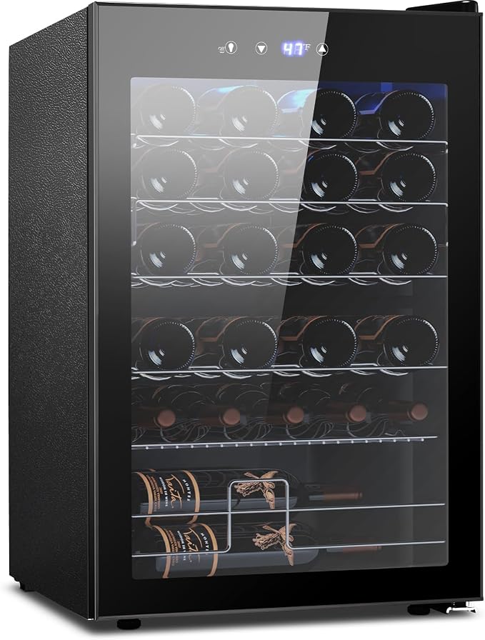 Electactic Wine Cooler Refrigerator 4.4Cu.ft, 37 Bottle Freestanding Cabinet Wine Cellars, Wine Fridge with Glass Door for Home Use, Protecting Your Reds and Whites by Electactic
