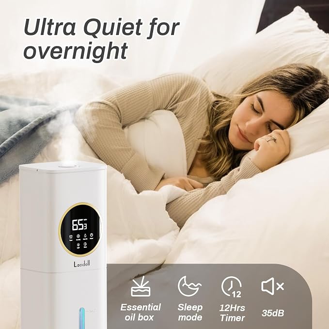 Humidifier Large Room, 2.1Gal/8L Humidifiers for Bedroom Home with Essential Oil Diffuser, Top Fill Whole House Cool Mist Humidifiers for Plants Baby Kids Adults Office, White - Image 5
