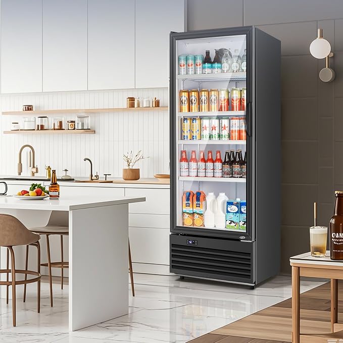 Glass Door Beverage Display Refrigerator 350L 590 Can Black | Fast cool, low noise, self-closing door, glass door, for store/office - Image 8
