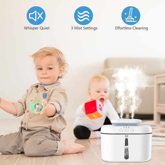 SZO Humidifiers for Bedroom Large Room, 2.5L Dual Nozzle Cool Mist Humidifier for Baby, 16dB Ultra Quiet, Top Fill, Slim Flat Design for Nightstand, Auto Shut-off - Image 3