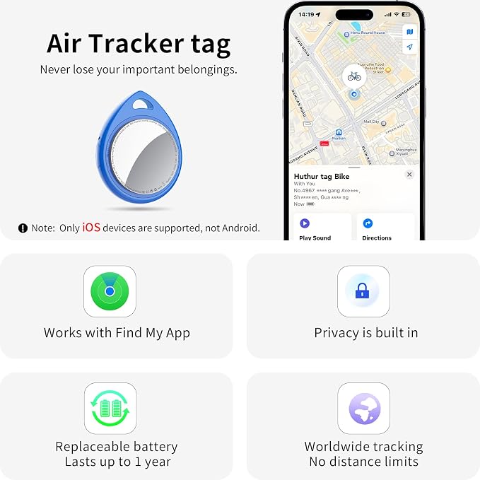 Air Tracker Tags-4 Pack Blue, 5.3 Bluetooth Tracker Work - Image 2