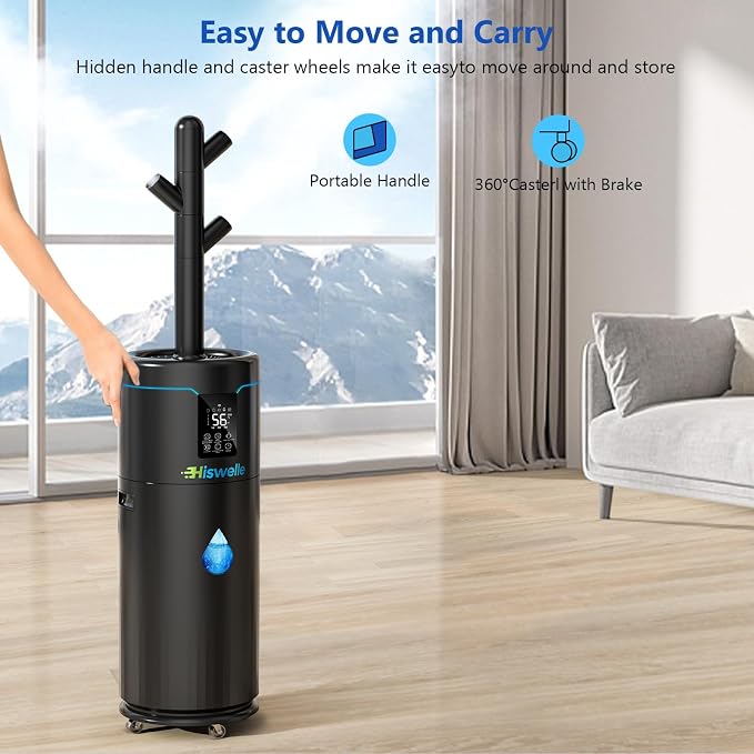 Large Humidifiers for Bedroom, 4.5 Gal Cool Mist Humidifier for Large Room Whole House with Remote Control, 800mL/h Output, 48H Runtime, Auto Humidistat, Wheels, Timer, Essential Oil Tray - Image 3