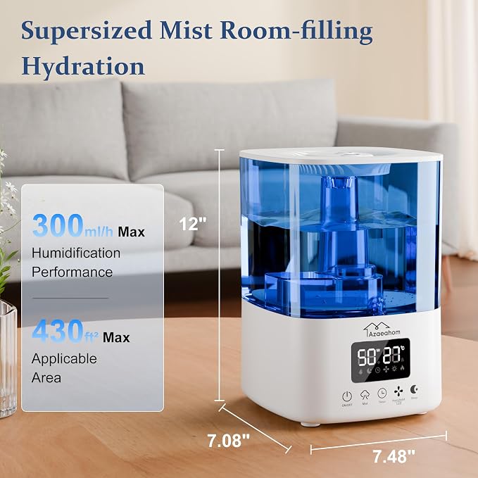Smart Humidifiers for Bedroom, Top Fill 4L Cool Mist Air Humidifier for Large Room, Essential Oil Diffuser App Control, Fast Symptom Relief, Nightlight, 12H Quiet Runtime for Baby, Plant - Image 2