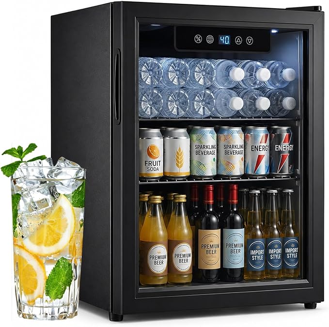 Beverage Refrigerator, 1.8 Cu.Ft Mini Fridge with Glass Door, and Electronic Temperature Control for Beer, Soda, Wine, Small Drink Fridge for Home, Dorm, Office, Bar (1.8 Cu.Ft) by Unknown