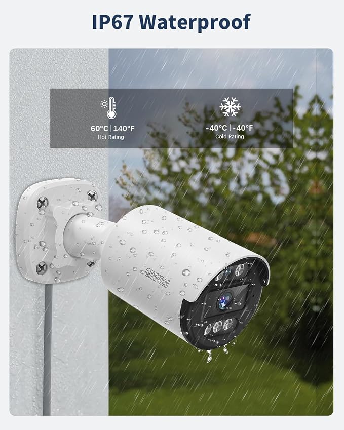 《122°Wide Angle & 80FT Night Vision》Outdoor Wired Security Camera System - Image 5