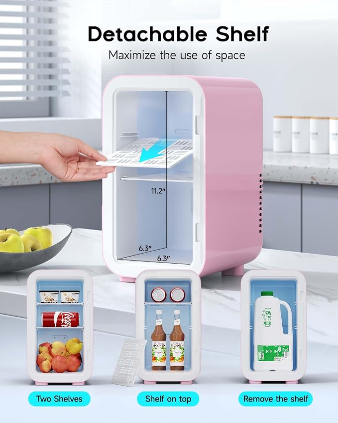 BEICHEN Mini Fridge,6 Liter / 8 Can Small Fridge for Bedroom, Car, Office | Cooler & Warmer for Food, Drinks,Energy Saving, Low Noise,110V Ac/12V Dc,Compact & Portable - Image 3