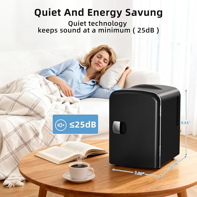 Antarctic Star 4L/6 Can Portable Mini Fridge,Personal Compact Refrigerator,Small Cooler for Food,Drinks or Skin Care, AC/DC for Bedroom, Car, Office & Dorm, Black - Image 7