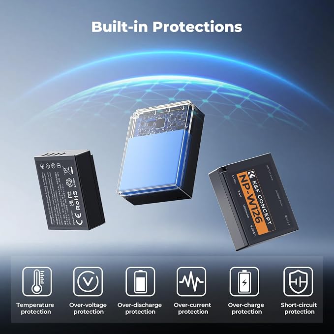 K&F CONCEPT 3-Pack NP-W126 Battery and Upgraded 3-Slot NP-W126S XT30III Battery - Image 6