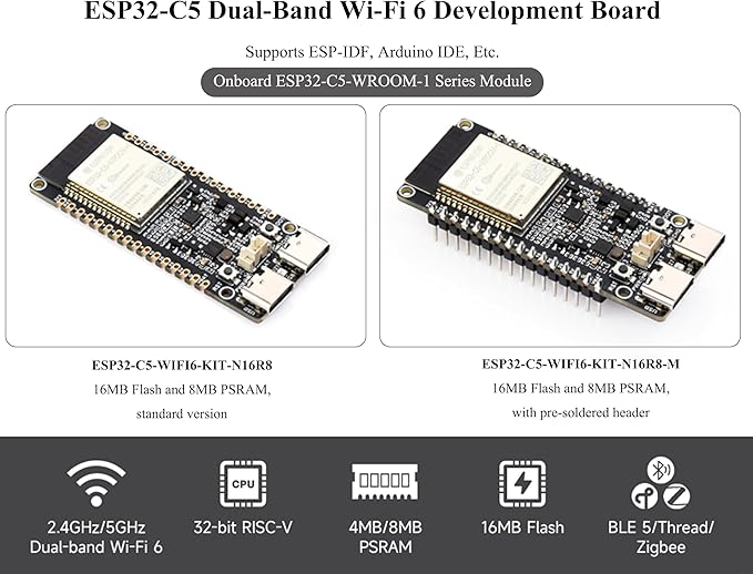 ESP32-C5 5GHz/2.4GHz Dual-Band Wi-Fi 6 Development Board, 240MHz RISC-V - Image 2