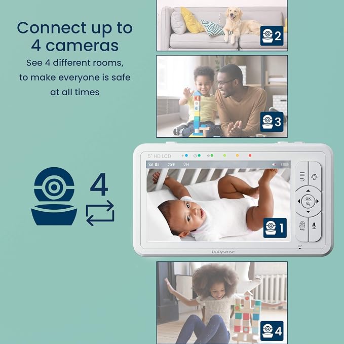 Babysense 5" HD Split-Screen Baby Monitor, Video Baby Monitor - Image 8
