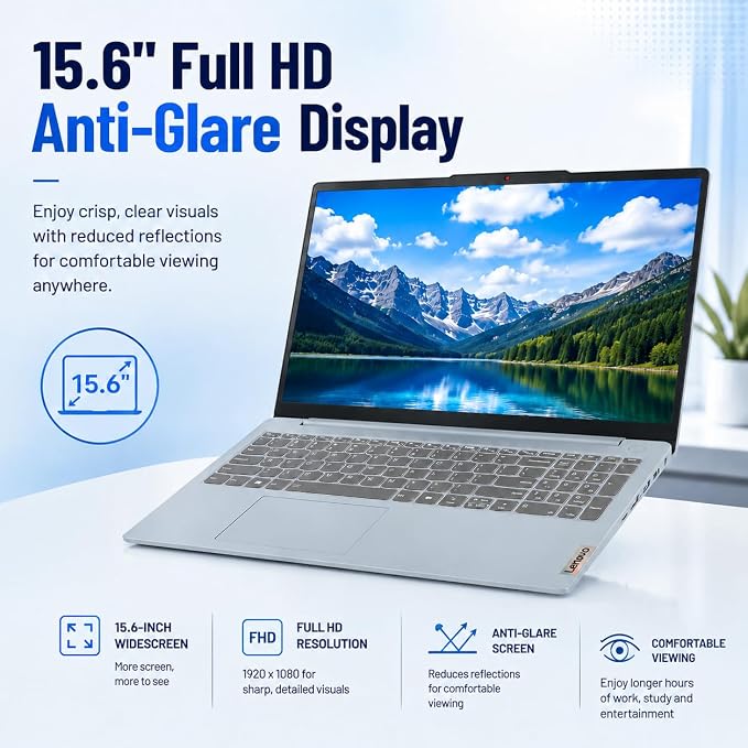 Lenovo IdeaPad Slim 3i Laptop, 15.6" FHD Display, Quad-Core Intel N150, 8GB DDR5, 128GB Storage, Windows 11 with Microsoft 365, Dolby Audio, Numeric Keypad, Lightweight - Image 3