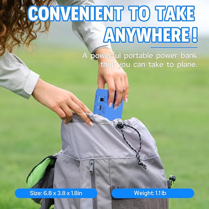 Portable Power Station with AC Outlet, Powkey 65W/110V External Battery Pack 24000mAh/88.8Wh Power Pack, Portable Power Source Supply Backup for Outdoor Tent Camping Home Blue - Image 5