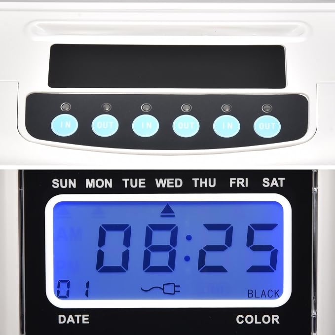 Yescom Attendance Punch Time Clock Bundle Employee Payroll Recorder LCD Display - Image 2