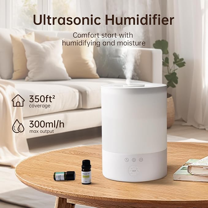 YOGIN Humidifiers for Bedroom Large room,Top fill 2.5L Ultrasonic cool mist Humidifiers for Baby Nursery and Plants,Up to 24 Hours, 24db Quiet,Night Light, Auto Shut Off, Easy Clean Humidifier - Image 2