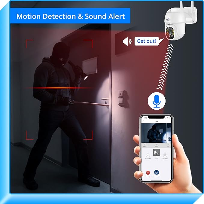 Hiseeu 3MP 360° Pan Tilt Camera WiFi Security Camera Outdoor Motion Tracking - Image 5