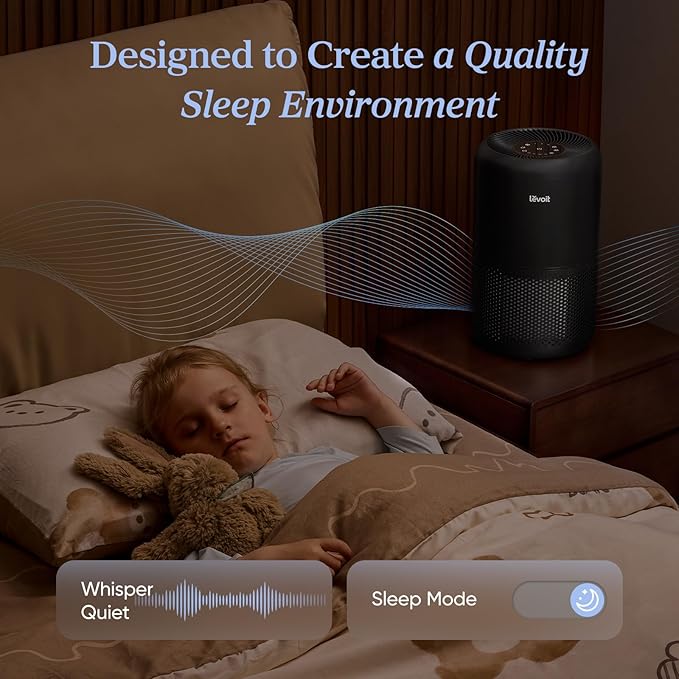 Levoit Air Purifier for Home Pets Hair Allergies in Bedroom Quiet Purifiers | Covers Up to 1073 ft², 3-in-1 Filter with HEPA Sleep Mode, Remove Dust Pollen Smoke Pet Odor, AHAM VERIFIDE, Core300-P, Black - Image 7
