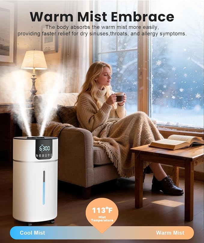 AreShark 4.2 Gal/16L Humidifier Large Room, Cool Warm Mist 2000ft² Whole House Air Humidifiers for Bedroom, Plants, Adults, 60H Runtime, Humidity Setting, Easy to Clean, Top Fill, Extension Tube - Image 4