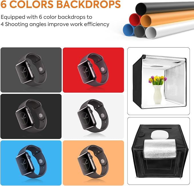 Bi-Color LED Photo Light Box 24x24 inch, Dimmable LEDs Product Photography - Image 4