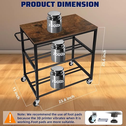 3D Printer Stand with Filament Storage Rack, Sturdy Wooden 3D Printer Table - Image 6
