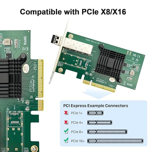 10Gtek 10Gb SFP+ NIC Network Card, Single SFP+ Port, Intel 82599EN Controller - Image 4