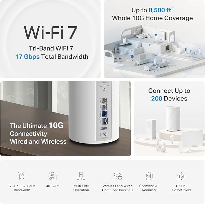 TP-Link Deco 7 Pro BE17000 Tri-Band Wi-Fi 7 Whole Home Mesh System | 9-Stream - Image 8