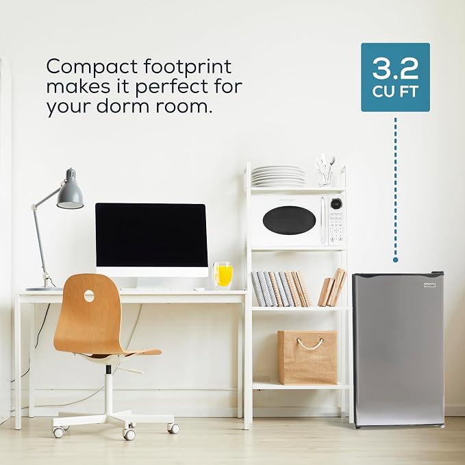 Igloo 3.2 Cu.Ft. Mini Fridge with Freezer - Single Door Compact Refrigerator with Glass Shelves for Homes, Dorms & Offices- Keep Snacks, Drinks & Frozen Foods Cool with Temperature Control Mini Fridge - Image 4