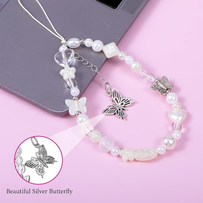 Beaded Camera Wrist Strap Butterfly Cellphone Lanyard Strap Y2K Phone Charms - Image 5