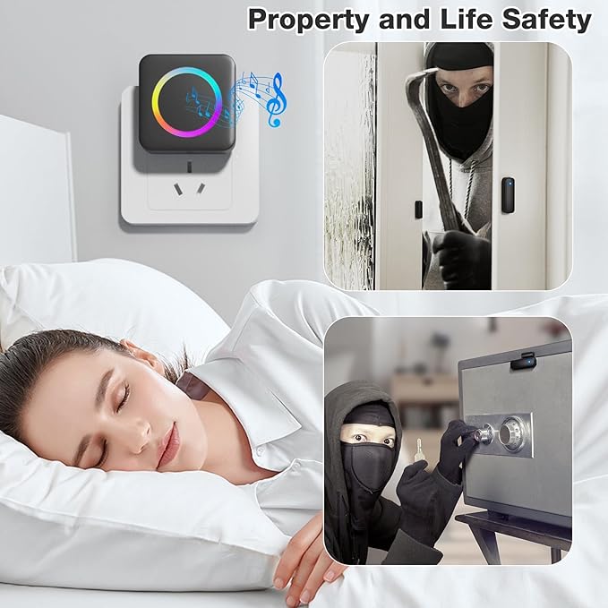 Door Chime, Satisure Wireless Door Sensor Chime When Door Opens, Door Alarms - Image 5