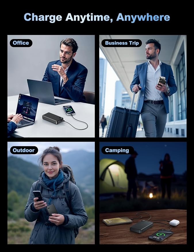 Portable Charger Power Bank, PD 22.5 W Fast Charging Large Capacity Battery Pack, 56800mAh Portable Phone Charger for Travel Camping Essential Compatible with iPhone 17/16/15/14/13 Series, iPad-Black - Image 7