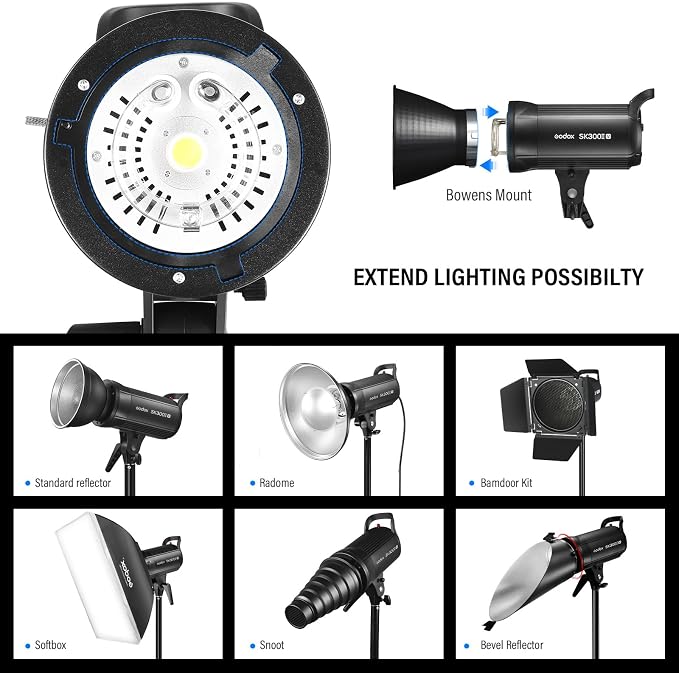 Godox Sk300ii-v Sk300iiv*2Kit Upgraded Strobe Flash 600Ws GN58 5700K Bowens - Image 4