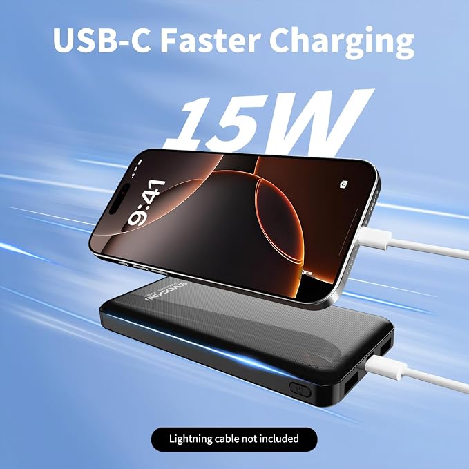 2 Pack Portable Charger, Slimmer 10000mAh Power Bank, USB C in&Out Fast Charging Battery Pack, External Portable Power Bank for iPhone 16 15 14 13 12 Tablet Headphones Samsung S23 S22 Pixel etc - Image 2