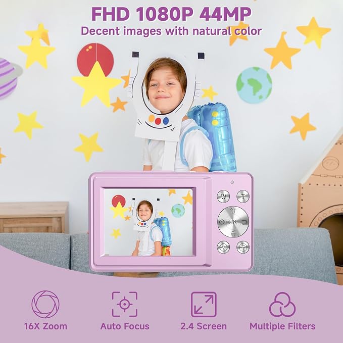 Digital Camera, 44MP Compact Camera, FHD 1080P Point and Shoot Digital Cameras - Image 2