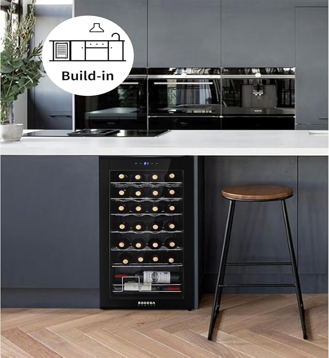 BODEGA COOLER 28 Bottle Wine Refrigerator, Fridge for Kitchen, Room, Office | 7 Shelves, Fast Cooling, Digital Temp Panel, Quiet ≤40dB Operation, Freestanding / Under Counter, UV-Protected Glass Door - Image 4