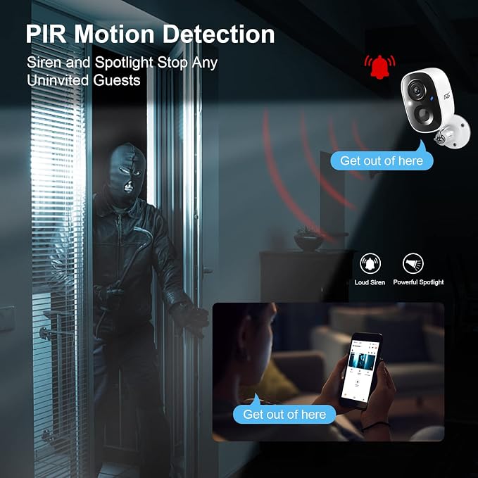 DCT 2Pcs Security Camera Wireless Outdoor, Battery Powered WiFi Surveillance - Image 3