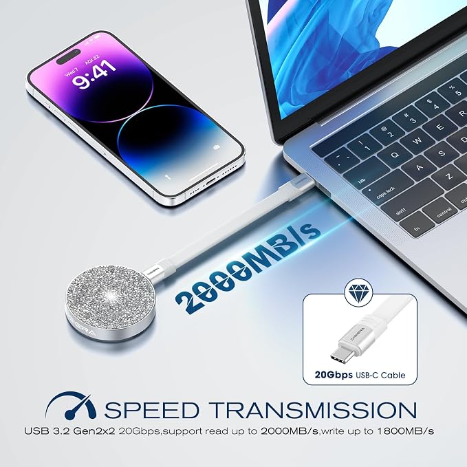 DIGIERA 1TB Magnetic Portable SSD, USB-C 3.2 Gen 2x2 External Solid State - Image 4