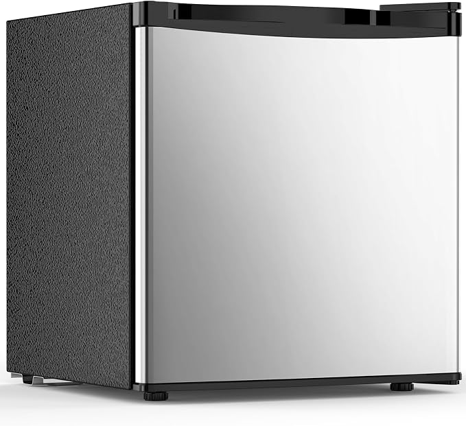 Electactic 1.7 Cu.ft Mini Fridge, Compact Refrigerator, Single Reversible Door, Ultra Quiet, Energy Efficient for Office, Dorm, Bedroom, Apartment, Silver by Electactic