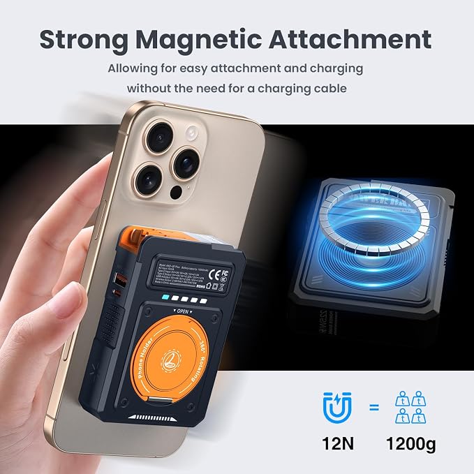 ummz for Magsafe Battery Pack 10000mAh,5-in-1 Magnetic Portable Charger with Wall Plug, Wireless Power Bank for Apple Watch,22.5W Fast Charging PowerBank for iPhone 17 Pro Max/16/15/14/13/12 Mini - Image 5