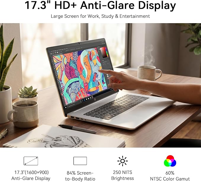 HP 17 Laptop, 17.3" HD+ Large Screen Display, Intel Core i3 8-Core Processor, 16GB RAM, 2TB PCIe NVMe SSD, Wi-Fi 6, Numeric Keypad, Copilot Key, Windows 11 Pro - Image 2