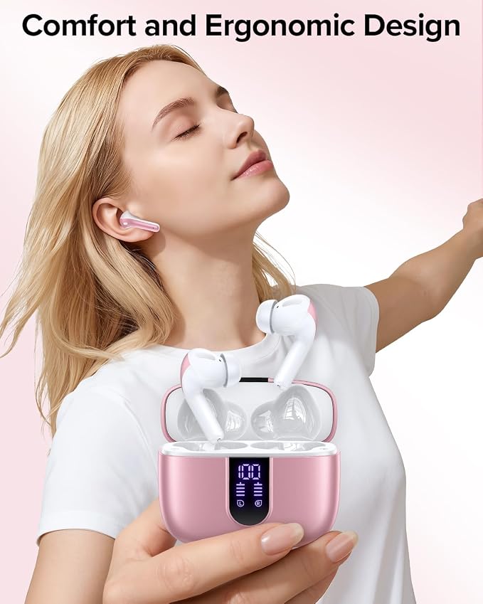 TAGRY Bluetooth Headphones True Wireless Earbuds 60H Playback LED Power Display Earphones with Wireless Charging Case IPX5 Waterproof in-Ear Ear buds with Mic for TV Smart Phone Laptop Computer Sports - Image 2