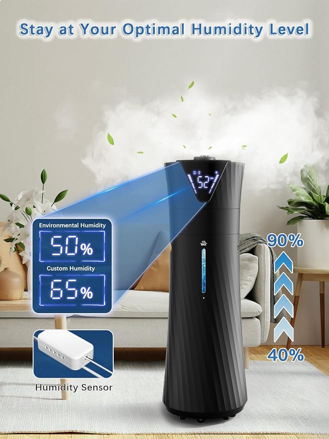 17L/4.5Gal Humidifier Large Room, Smart Quiet Ultrasonic Cool Mist Humidifiers for Bedroom, Covers 2000ft², 56H Runtime, 24H Timer, 3 Mist Modes Humidifiers for Home, Office, Plants, Black - Image 5
