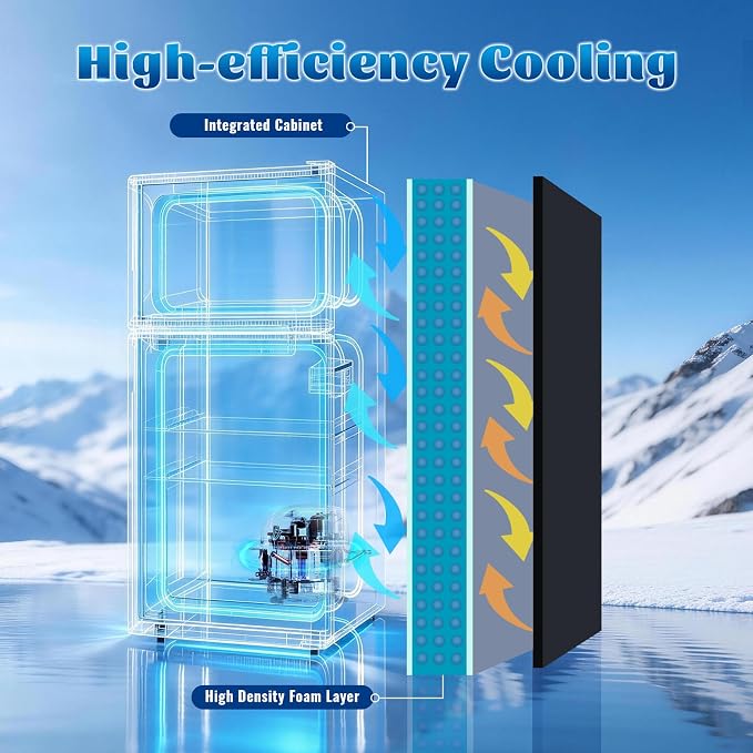 Mini Fridge with Freezer Ample Capacity 2.6 CU.FT Small Refrigerator with Top Freezer & 7 Adjustable Temperature 2 Door Small Fridge for Office, Dorm, Bedroom Black - Image 4