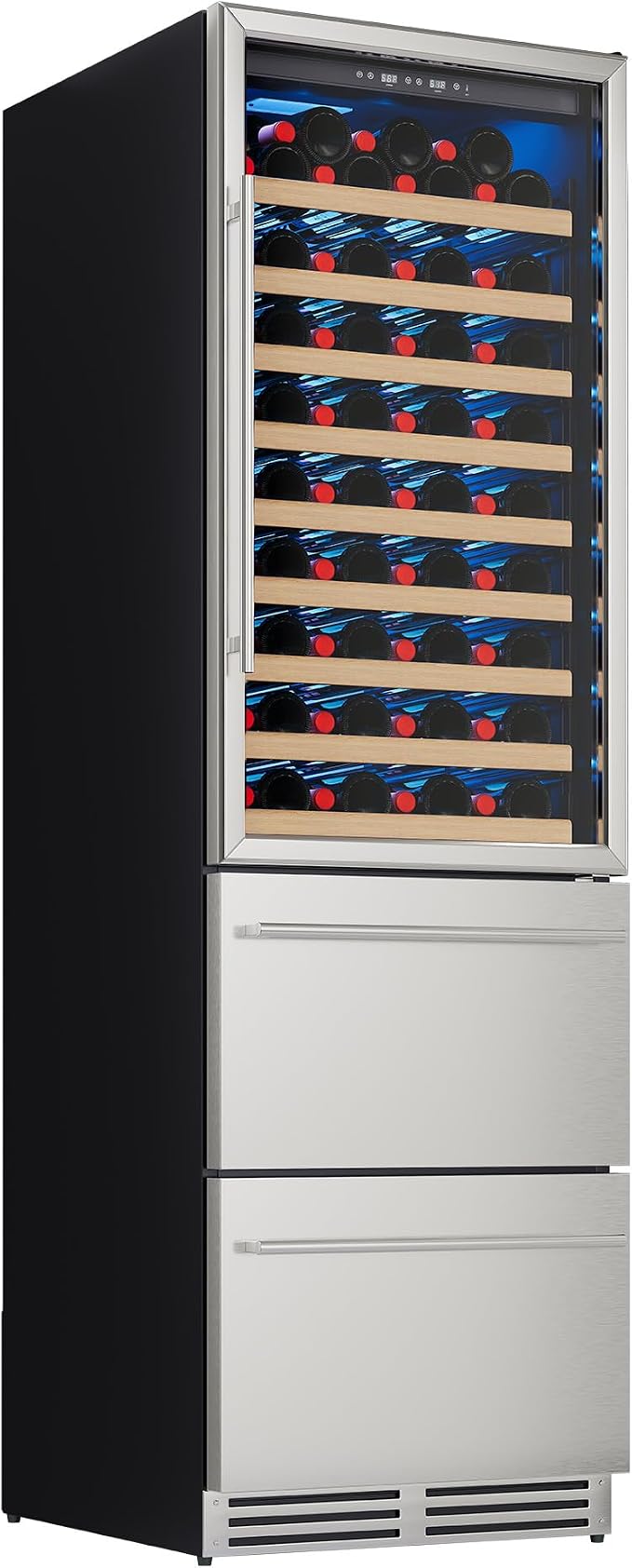 Albott 24 Inch Wine and Beverage Refrigerator, 2 In 1 Dual Zone | 49 Bottle Wine Cooler, 37–72℉, Soft LED Light, Holds 108 Bottles & 150 Cans, Built-in or Freestanding Design for Home and Bar by Albott