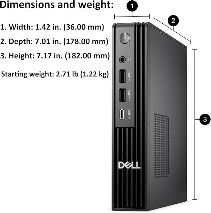 Dell 2026 Pro Plus Mini Computer: Intel Ultra 7 20-Core, 16GB RAM+512GB SSD | 3 DisplayPort, USB-C, WiFi 6, Windows 11 Pro, AI Copilot Micro Desktop Computers for Business & Professionals - Image 5