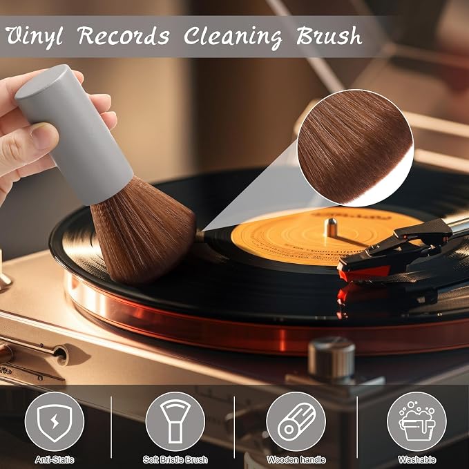 Ziliny 3 Pcs Vinyl Record Cleaning Brush Wooden Anti Static Dust Record Vinyl - Image 5