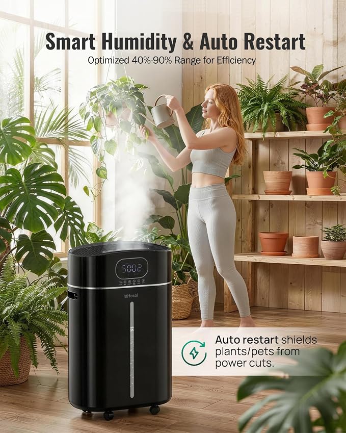 4.2Gal/16L Cool and Warm Mist Humidifier Large Room, Auto Restart Humidifiers for Home 1500 sqft, Air Humidifiers for Bedroom with Diffuser & Flame Light, Whole House Humidifiers for Baby Plant, Black - Image 5