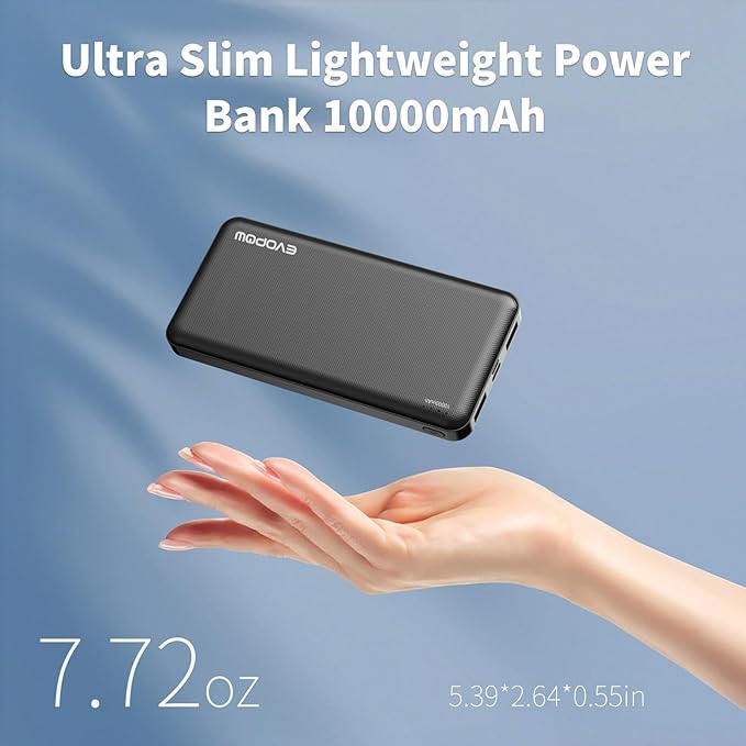 2 Pack Portable Charger, Slimmer 10000mAh Power Bank, USB C in&Out Fast Charging Battery Pack, Portable Power Bank for iPhone 16 15 14 13 12 Tablet Samsung S23 S22 Pixel and Heated Vest (Black) - Image 2