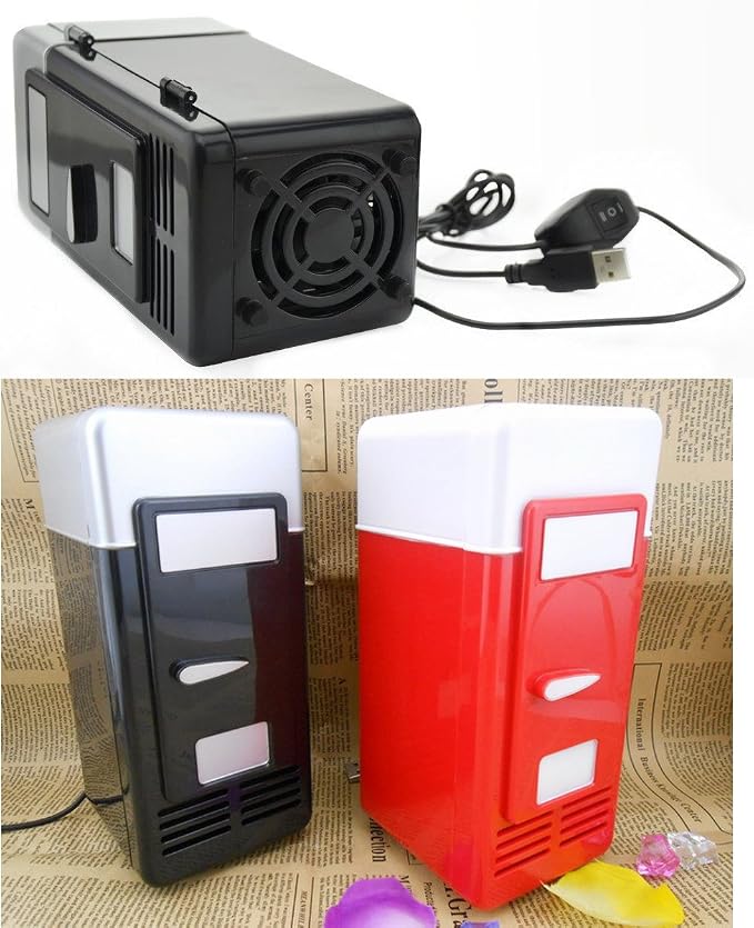 ThreeH Mini USB Fridge Drink Cans Cooler/Warmer Refrigerator | Beverage Drink Cans, For Laptop PC Computer, Red USB Powered - Image 8