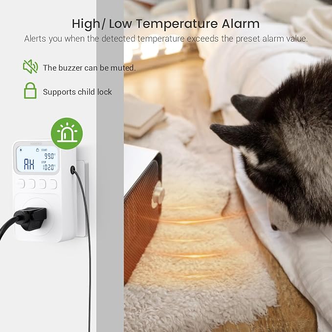 INKBIRD Plug in Thermostat 15A 1800W, Programmable Heating Cooling Digital - Image 6