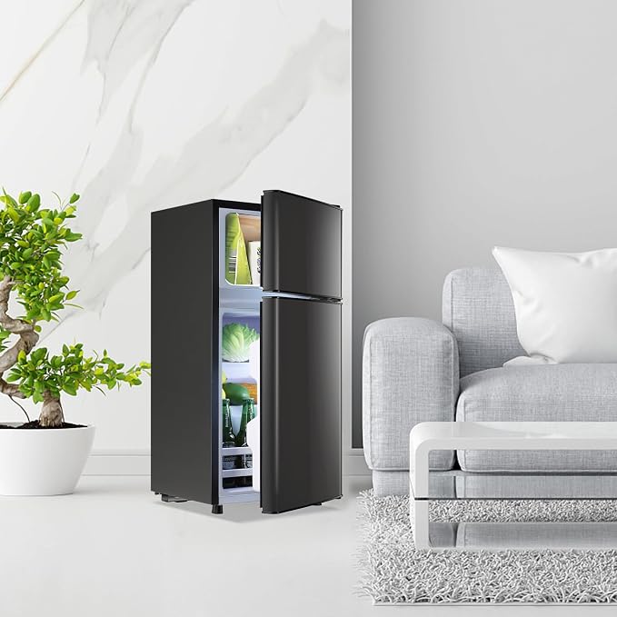 2.4 Cu.Ft Small Refrigerator with Freezer Dorm Mini Fridge with Removable Plastic Shelves Mini Refrigerator Ideal for Home, Office,Dormitory Gray - Image 8